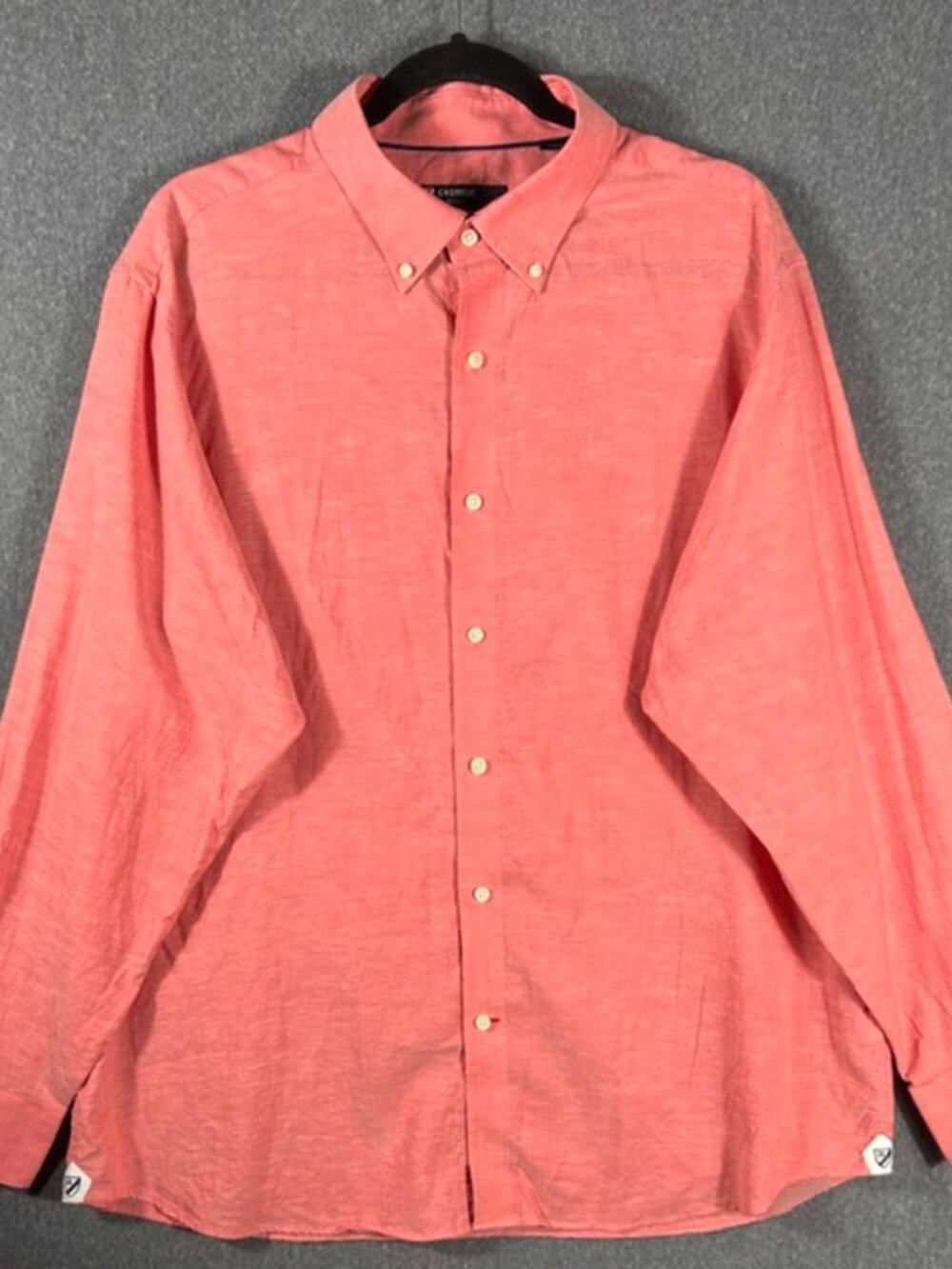 Cremieux Button Down Shirt Mens Sz XL Salmon Cotton/Linen Blend Long Sleeve
